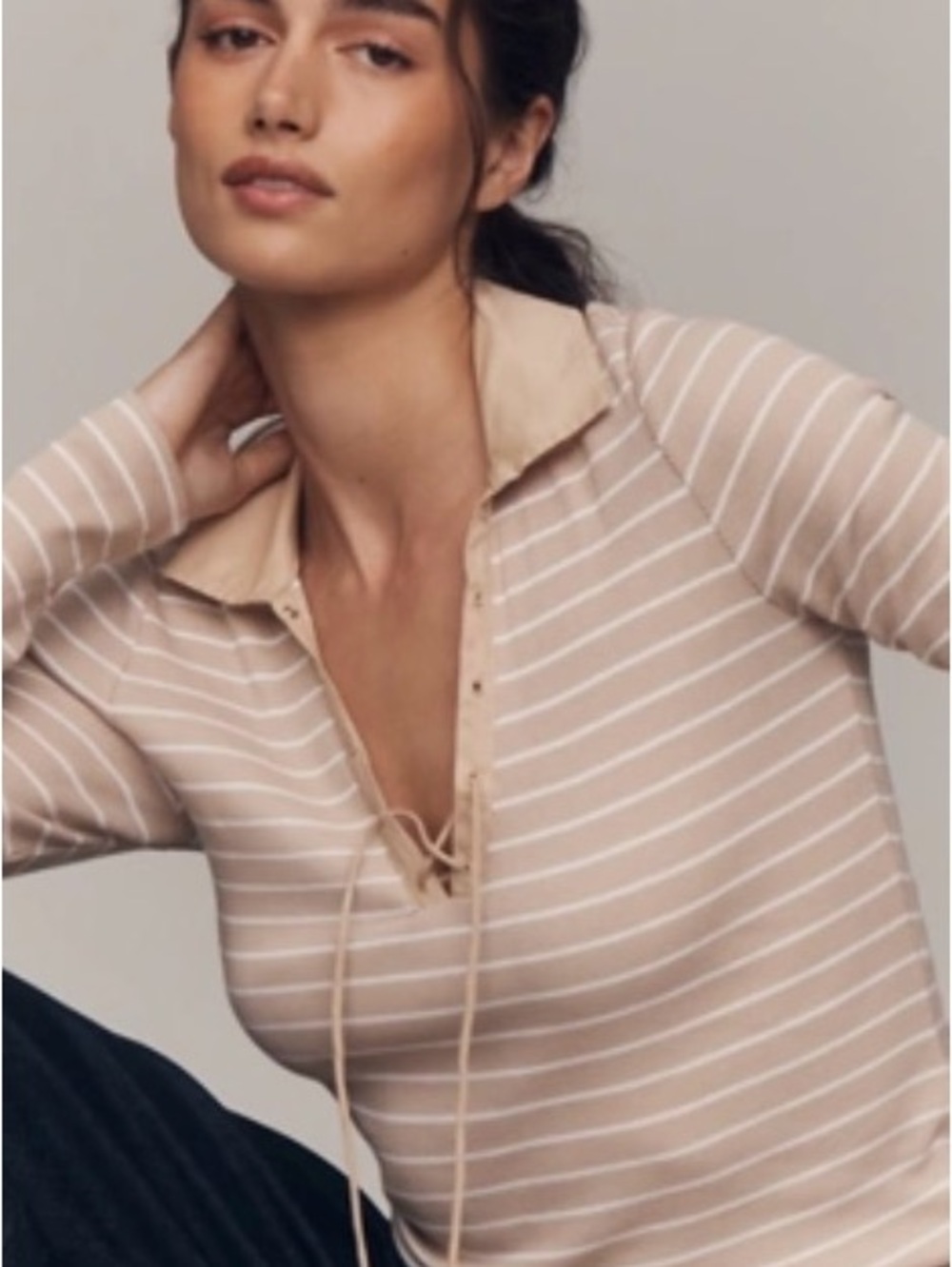 Anthropologie Maeve Tie- Front Long Sleeve Top- S
